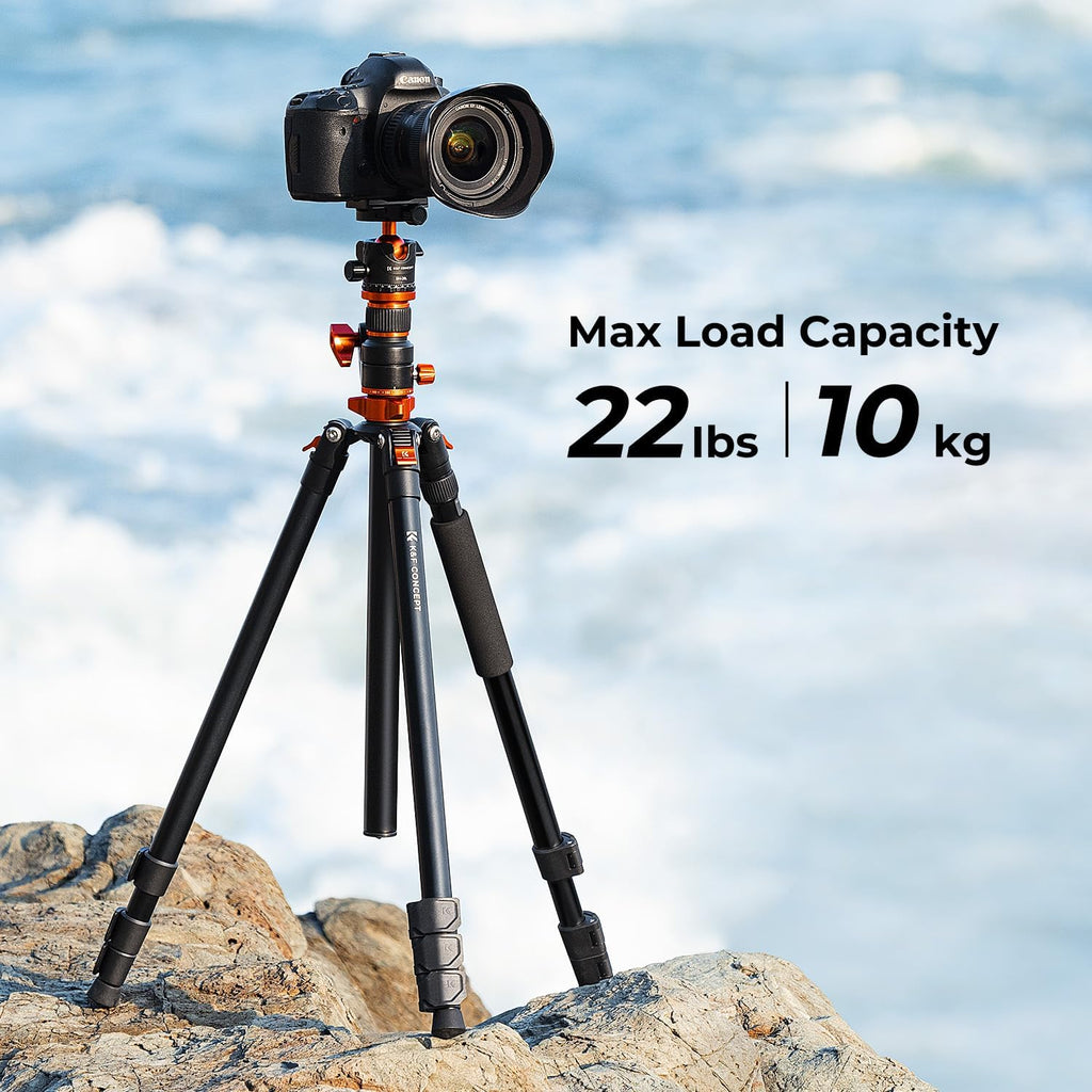 K&F CONCEPT 90''/230cm Ultra High Camera Tripod,Horizontal Overhead Shooting Flexible Travel Tripods with Metal Ball Head 10KG Load Capacity, Detachable Monopod, for Indoor and Outdoor T254A7+BH-28L