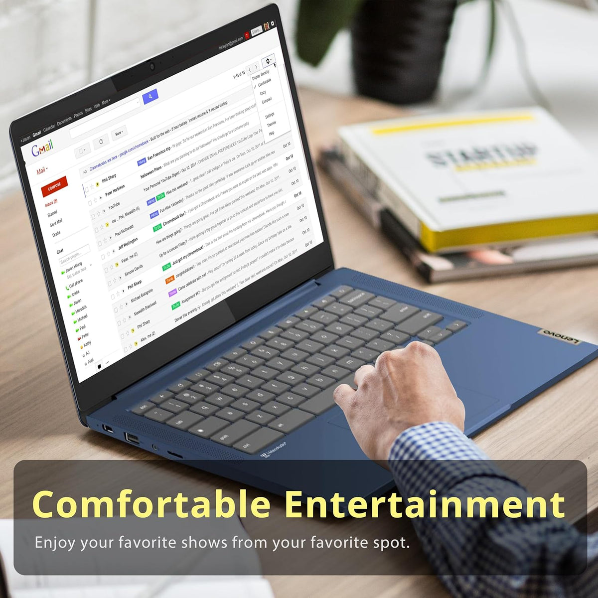 Lenovo IdeaPad Slim 3 Chromebook, 14″ FHD IPS Anti-GlareTouchscreen, MediaTek Kompanio 520, 4GB LPDDR4X, 224GB Storage(64GB eMMC+160GB Docking Station Set), Webcam, WiFi 6, Chrome OS, Blue