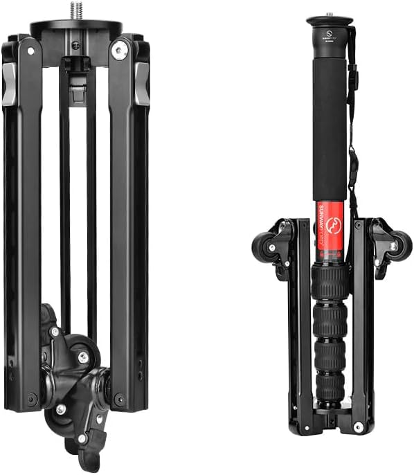 SUNWAYFOTO T1A20R + M3650C CF Monopod + Dolly, Heavy Duty Rolling Stand, Aluminum Alloy w Rubber Wheels