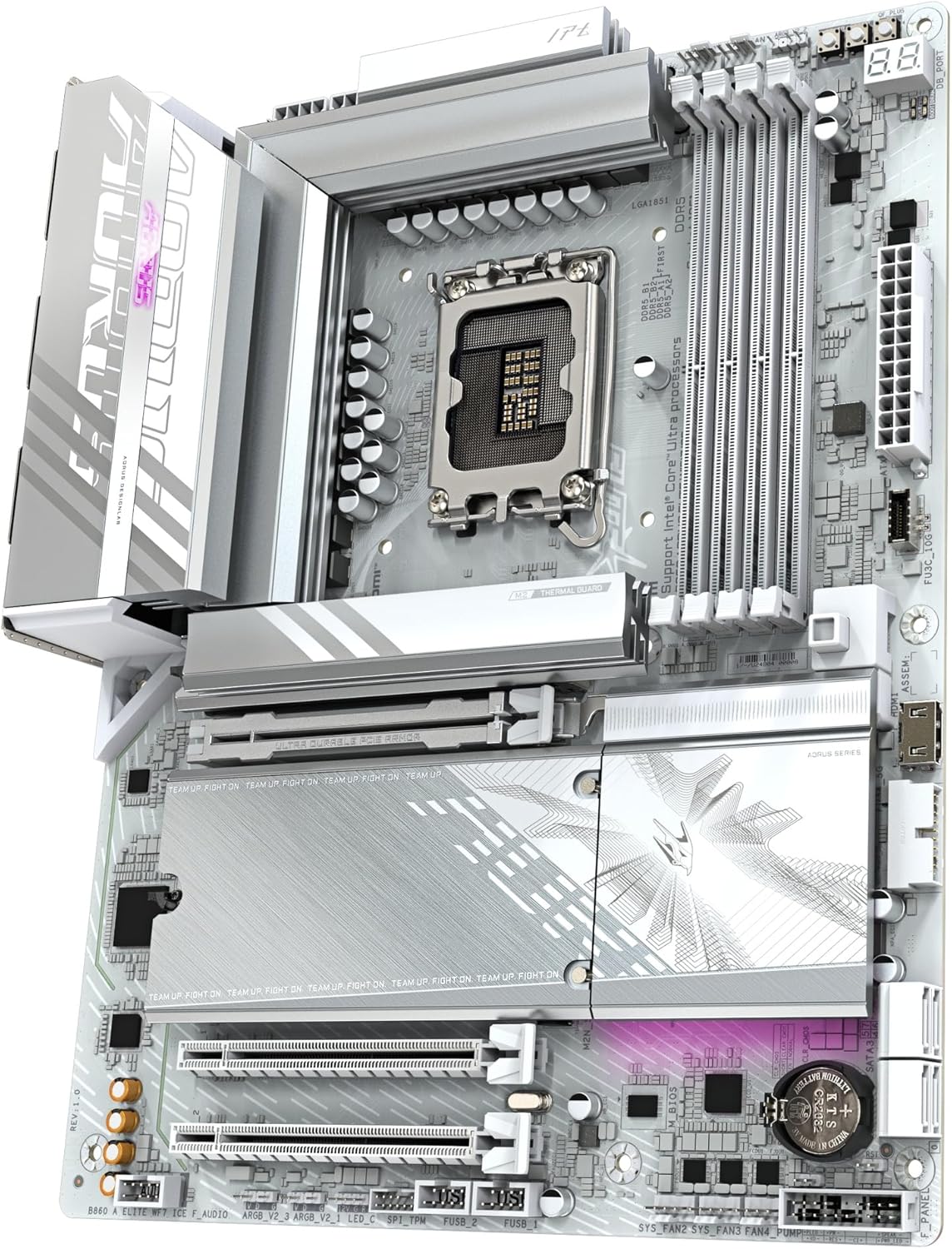 GIGABYTE B860 AORUS Elite WIFI7 ICE Intel Core Ultra (Series 2) LGA 1851 Motherboard, ATX, DDR5, 3X M.2, PCIe 5.0, USB-C, WIFI7, 2.5GbE LAN, EZ-Latch