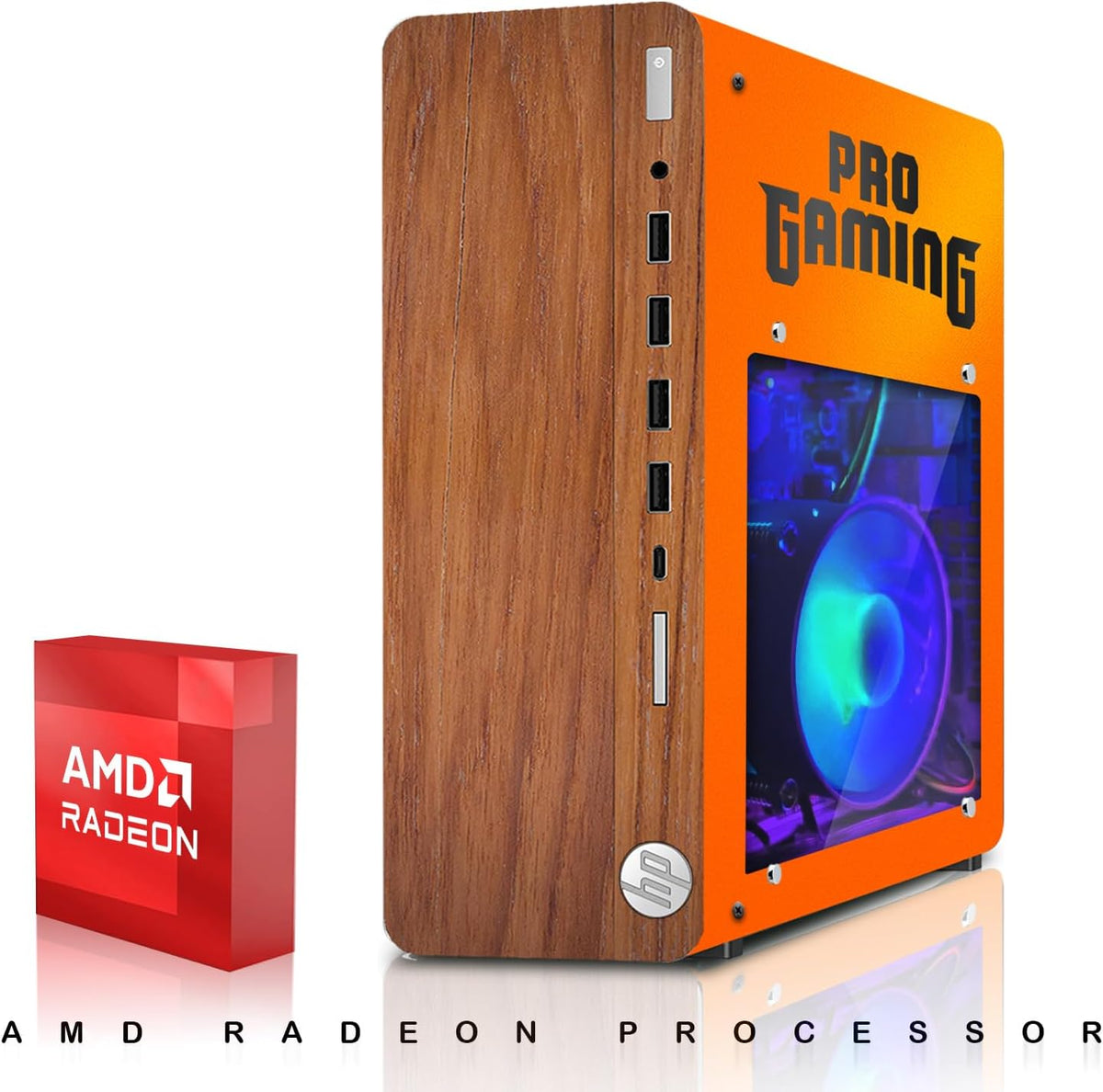 HP Full Dark Gaming PC Desktop Computer Phoenix AMD A10-9700, GT 1030, 16GB RAM, 1TB SSD, Dual 32 Inch Curved Monitor, RGB KBM with AI Copilot, WiFi, RGB Headphone, Webcam, Windows 11 (Renewed)