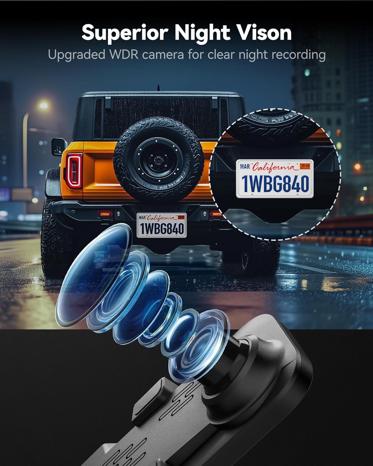 WOLFBOX G840S 12" 4K Mirror Dash Cam Backup Camera, 5.8GHz WiFi Smart Rearview Mirror for Cars & Trucks, Front and Rear View Dual Cameras, Night Vision, Parking Assistance, Included 32GB Card & GPS