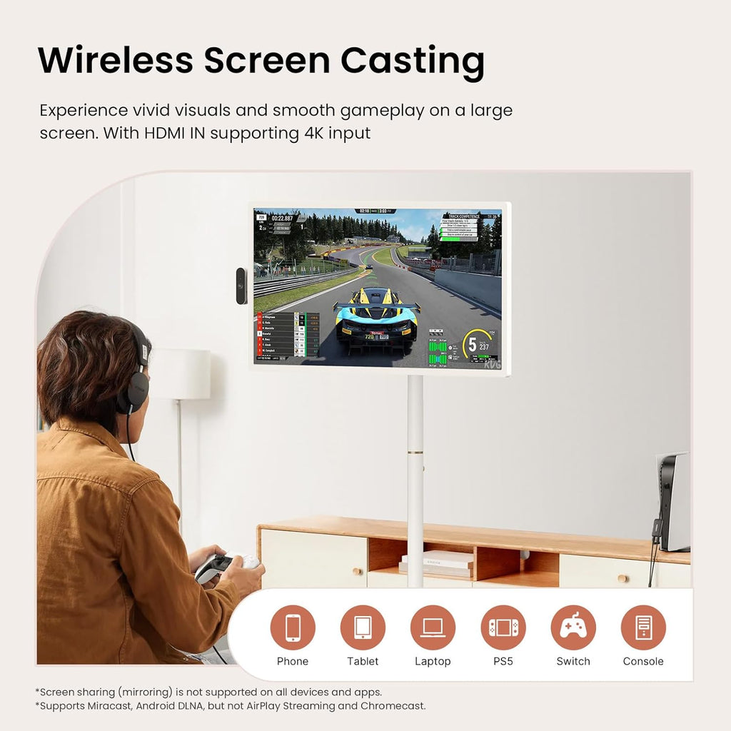 ApoloSign 32'' UHD 4K Smart Portable TV 2nd Gen, 16(8+8) GB RAM+256GB, Android 16, EDLA-Certified, Portable Touch Screen Monitor, Built-in 15000mAh Battery, Full Swivel Rotation, Voice Remote Control