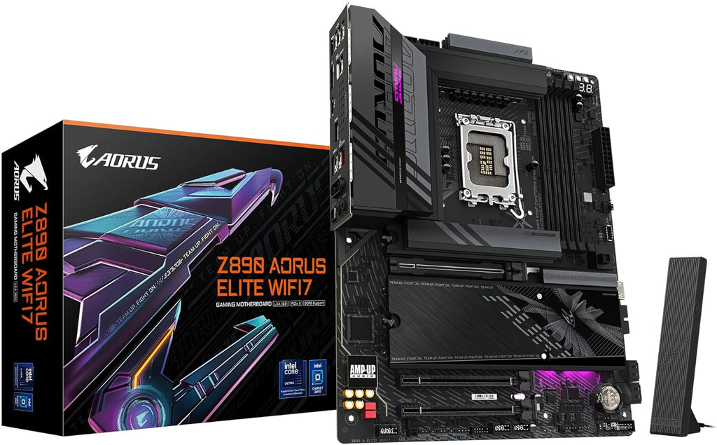 GIGABYTE Z890 AORUS Elite WIFI7 ICE Motherboard - Supports Intel Core Ultra (Series 2) CPUs, 16+1+2 Phases VRM, up to 8800MHz DDR5 (OC), 1xPCIe 5.0 + 3xPCIe 4.0, Wi-Fi 7, 2.5GbE LAN, Thunderbolt 4
