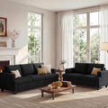 Apicizon Loveseat & 3 Seater Sofa Sets, 89" Couch Sofa Set for Living Room Furniture, 2 Piece Modern Sleeper Sofa with Deep Seat Cloud Couch for Apartment Lounge, Black Corduroy