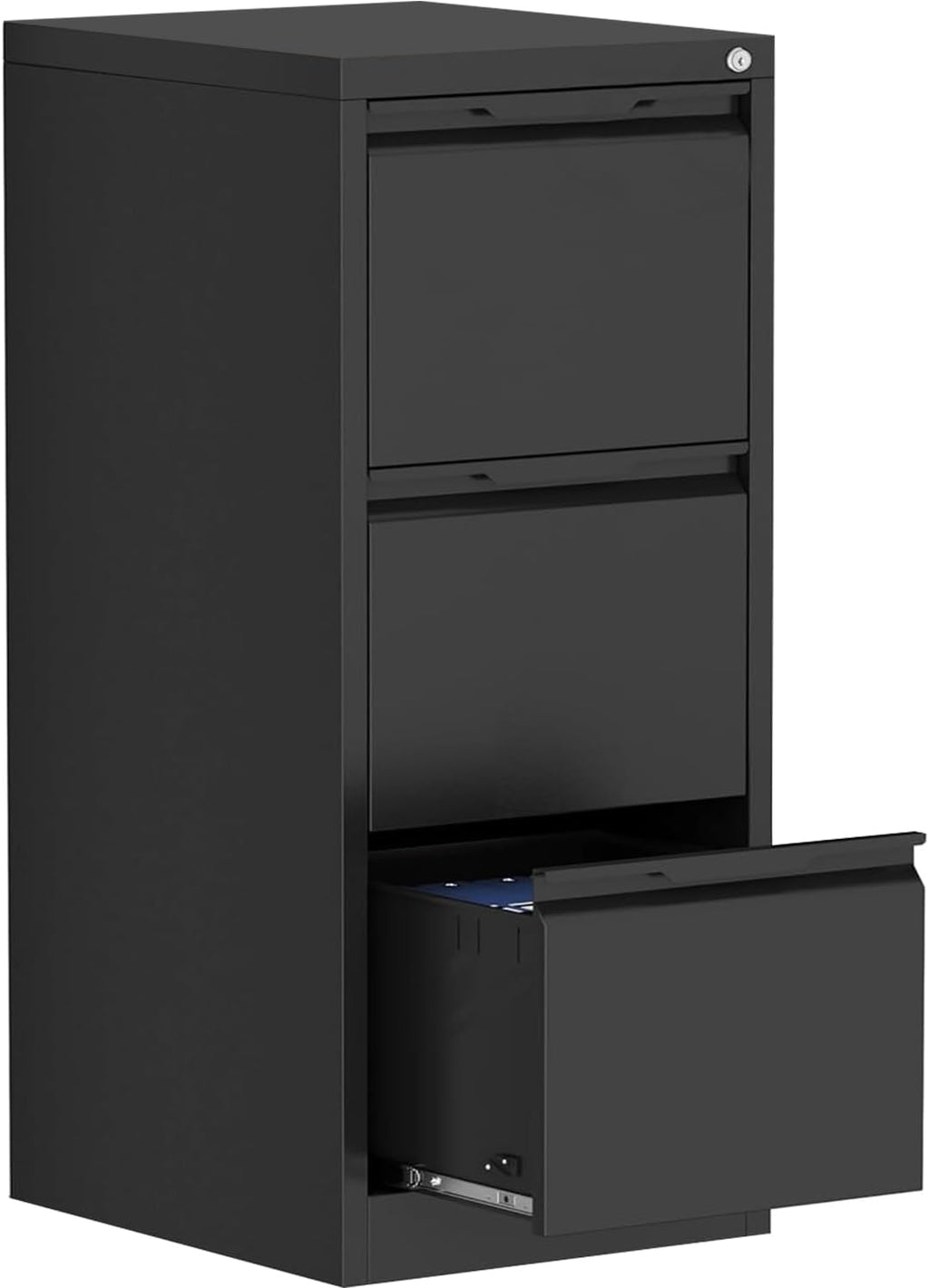 3 Drawer File Cabinets for Home Office,File Cabinet with Lock, Metal Filing Cabinet for A4/Letter/Legal Size Folder, Assembly Required,Black