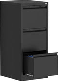3 Drawer File Cabinets for Home Office,File Cabinet with Lock, Metal Filing Cabinet for A4/Letter/Legal Size Folder, Assembly Required,Black