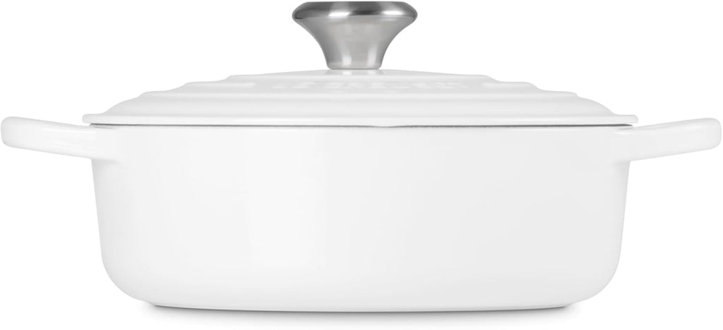 Le Creuset Enameled Cast Iron Signature Round Wide Dutch Oven, 3.5 qt., White