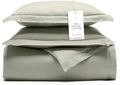 BOLL & BRANCH Signature Hemmed Duvet Set - Full/Queen, Sageleaf - Luxury 100% Organic Cotton - 1 Duvet Cover, 2 Shams - Buttery Soft, Hidden Closures