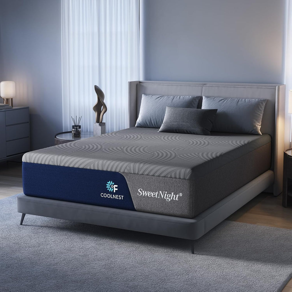 Sweetnight CoolNest 16 inch King Mattress, Cooling King Size Memory Foam Mattress for Cool Night Sleep, 5-Zone Ergo Support for Pressure Relief, Medium, CertiPUR-US Certified
