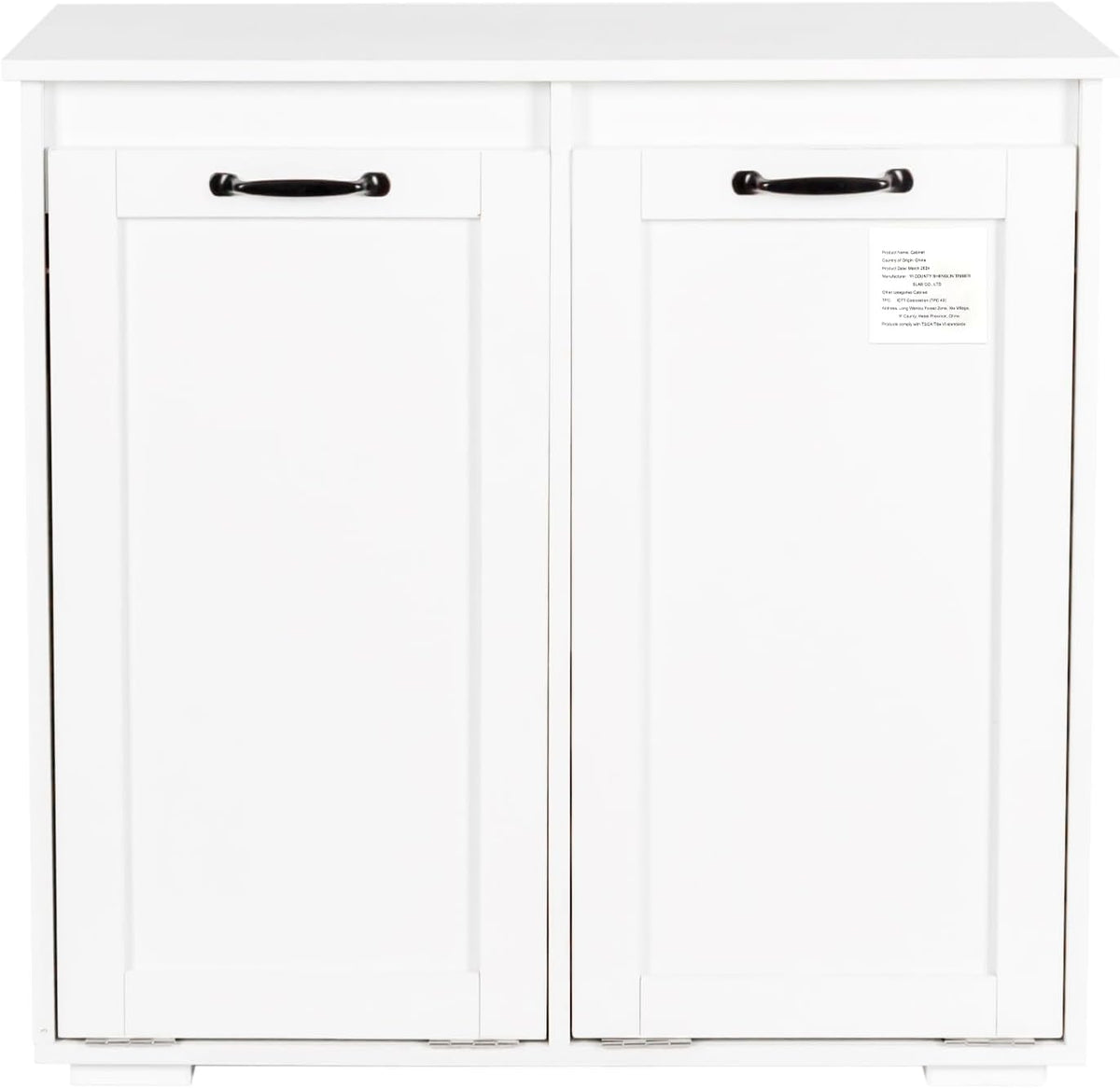 LUMISOL Double Tilt-Out Laundry Hamper Cabinet, Farmhouse Laundry Cabinet with Hidden Fabric Baskets, Wooden Bathroom Storage Cabinet with Doors for Living Room, Kitchen, White