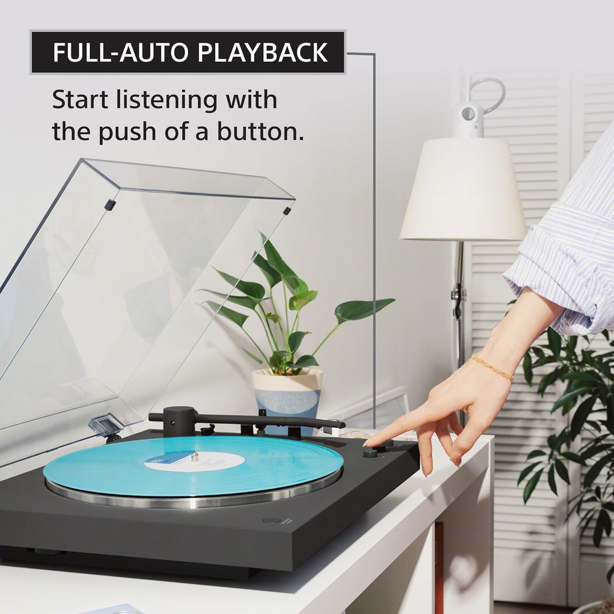 Sony PS-LX3BT Wireless Bluetooth Turntable (2026 Model) : Fully Automatic Belt Drive Vinyl Record Player with Built-in Phono EQ, Black