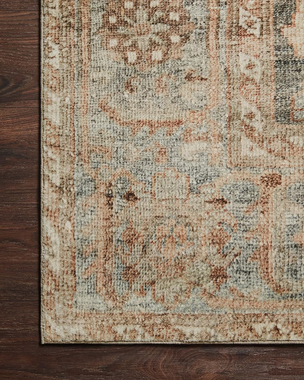 Loloi Margot Collection MAT-03 Ocean/Spice 7'-6" x 9'-6" Area Rug feat. CloudPile, No-Shed Easy Clean Large Patterned Area Rug for Living Room, Bedroom, Dining Area