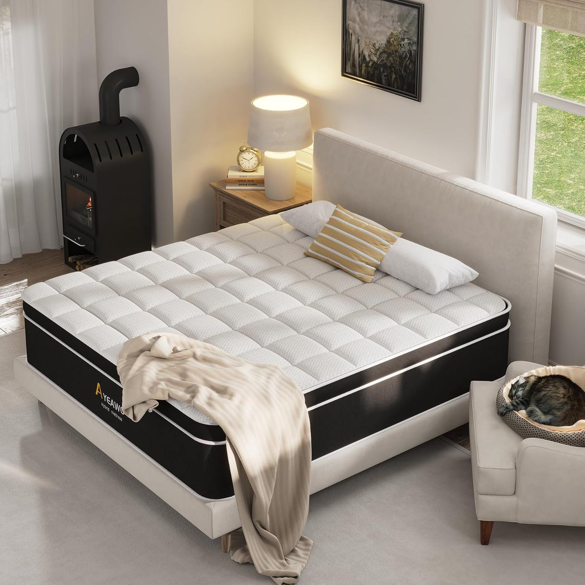 King Size Mattress 12 Inch, Premier King Bed Mattress in a Box with Gel Memory Foam & Pocket Springs for Pressure Relief & Motion Isolation, 365-Night Trial, CertiPUR-US, Upgraded Support