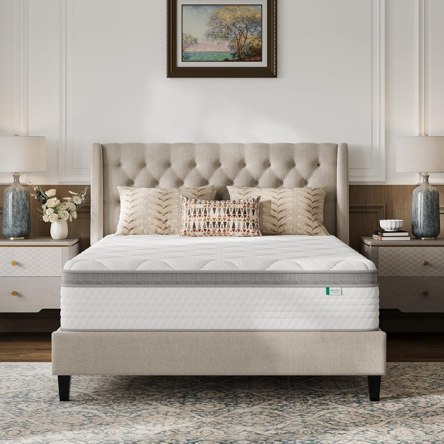 Novilla Full Size Mattress, 12 Inch Hybrid Mattress in A Box, Pocket Innerspring for Motion Isolation, Supportive & Pressure Relief