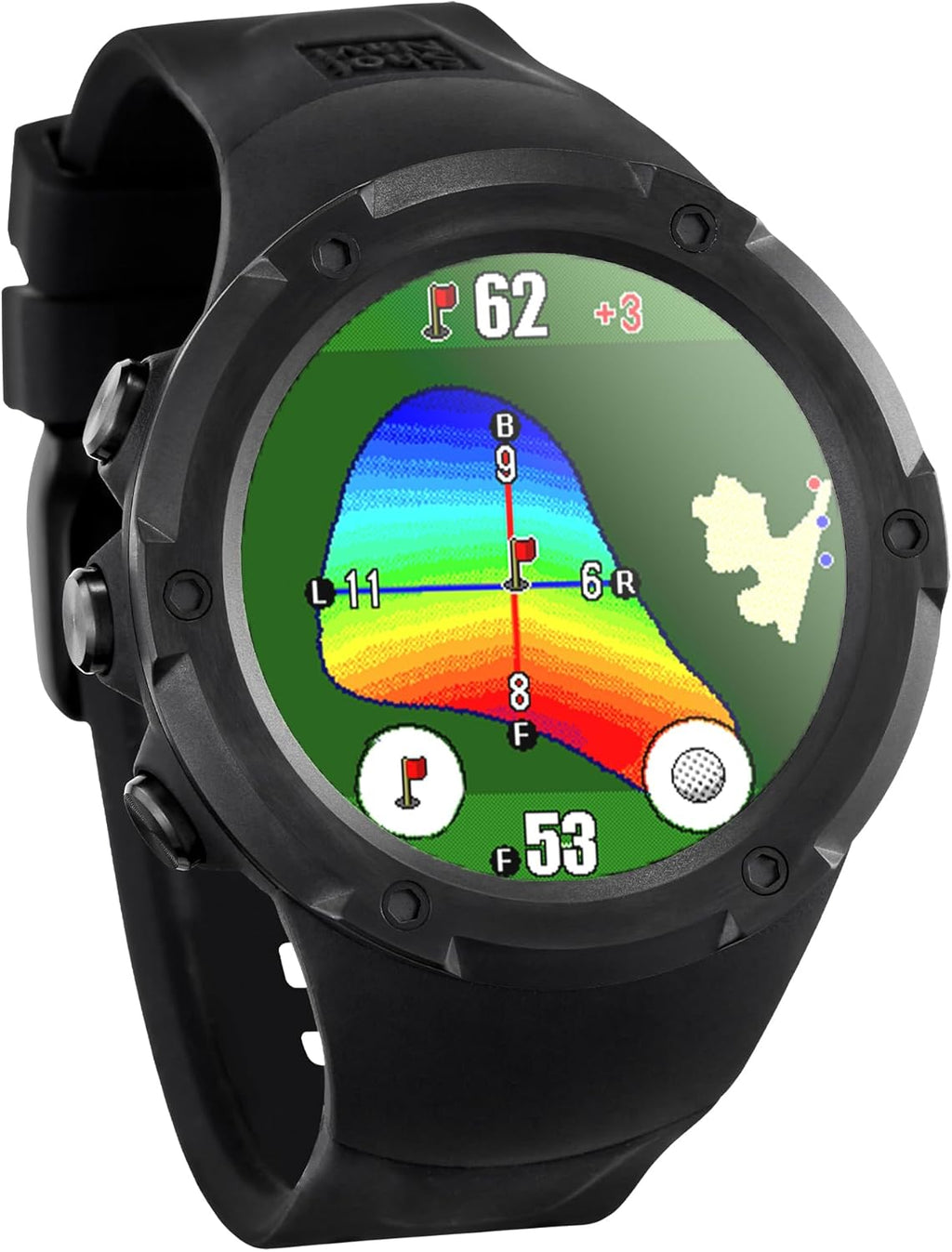 Golf GPS Watch, Shot Navi Evolve PRO Touch - 1.4in Touch Panel, Dynamic Green Heatmap, Auto Measure, 8hr GPS, IPX7 Waterproof, 60,000 Courses, Made in Japan (Black)