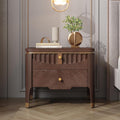 Christopher Knight Home Lehend Modern Rectangular Nightstand with Drawers, Bedside Table/End Table with Metal Button Handle for Bedroom/Living Room, Storage Cabinet with 2 Drawers, Brown