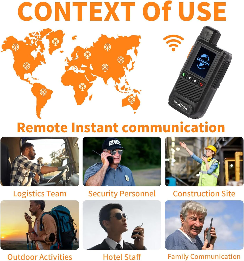 Lifetime Free Unlimited Range Walkie Talkies-4G LTE POC Long Range Two-Way Radios with Rapid PTT, Professional Nationwide Communication for Business, Travel & Family (2-Pack)