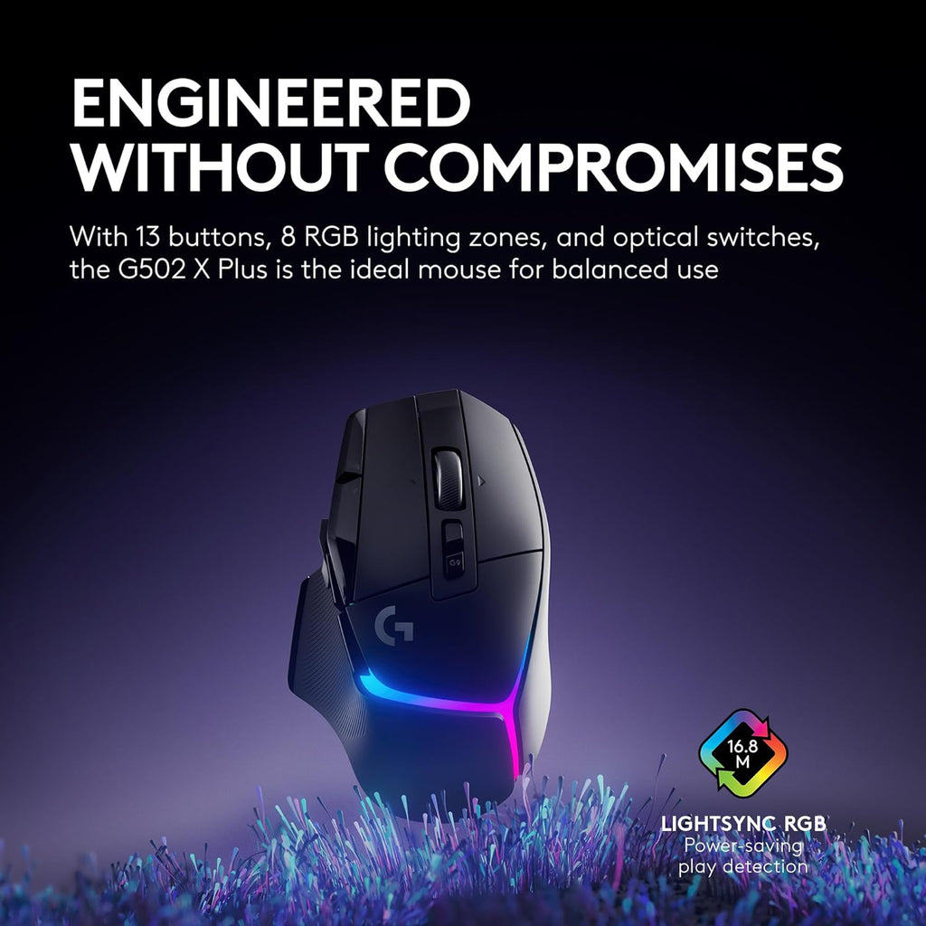 Logitech G502 X Plus Wireless Gaming Mouse: Optical Switches, LIGHTSYNC RGB, 13 Buttons, Infinite Scroll Toggle,