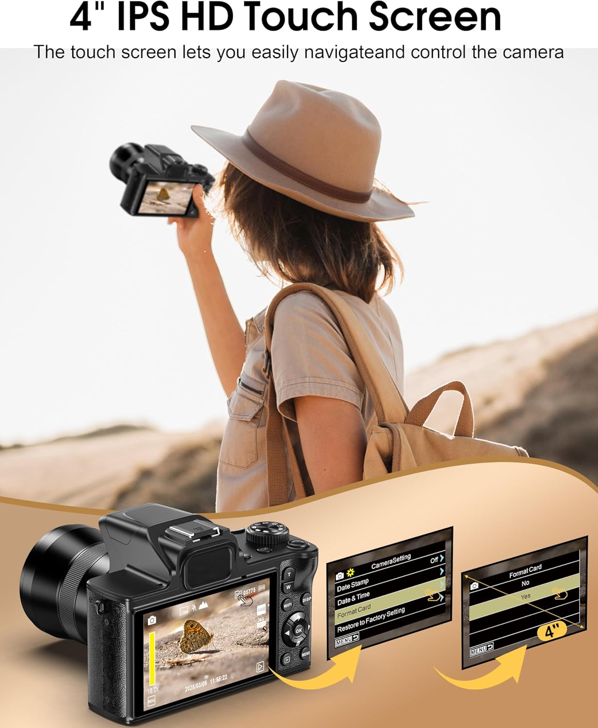 True 5K Digital Camera - 80MP WiFi Cameras for Photography - UHD Autofocus Vlogging Camera for YouTube 18X Zoom - One-Touch Macro Video Camara for Beginner with 4.0" Touch Screen, 32GB Card, Battery