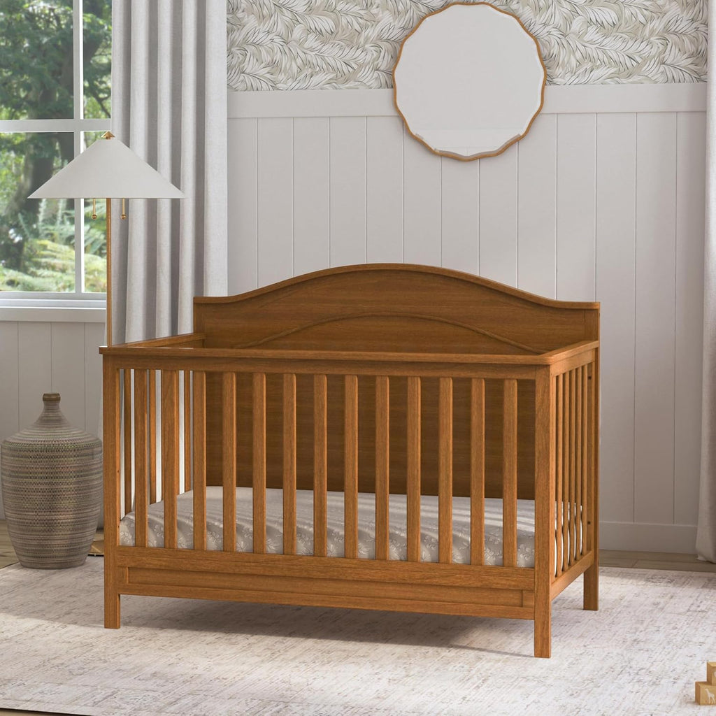 Davinci Charlie 4-in-1 Convertible Baby Crib - GREENGUARD Gold Certified Convertible Crib to Toddler Bed, Daybed, Full-Size Wooden Bed, Durable, 4 Adjustable Mattress Heights - Chestnut