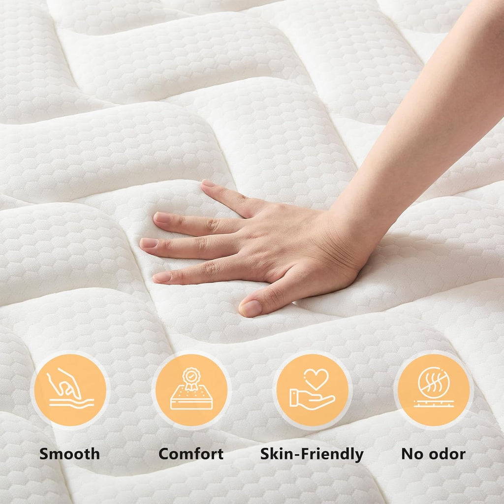 Moccona King 14 Inch Hybrid Mattress with Memory Foam - Mattress in a Box with Individual Pocket Spring - Medium Firm Mattress Sleep Support Pressure Relief CertiPUR-US Certified