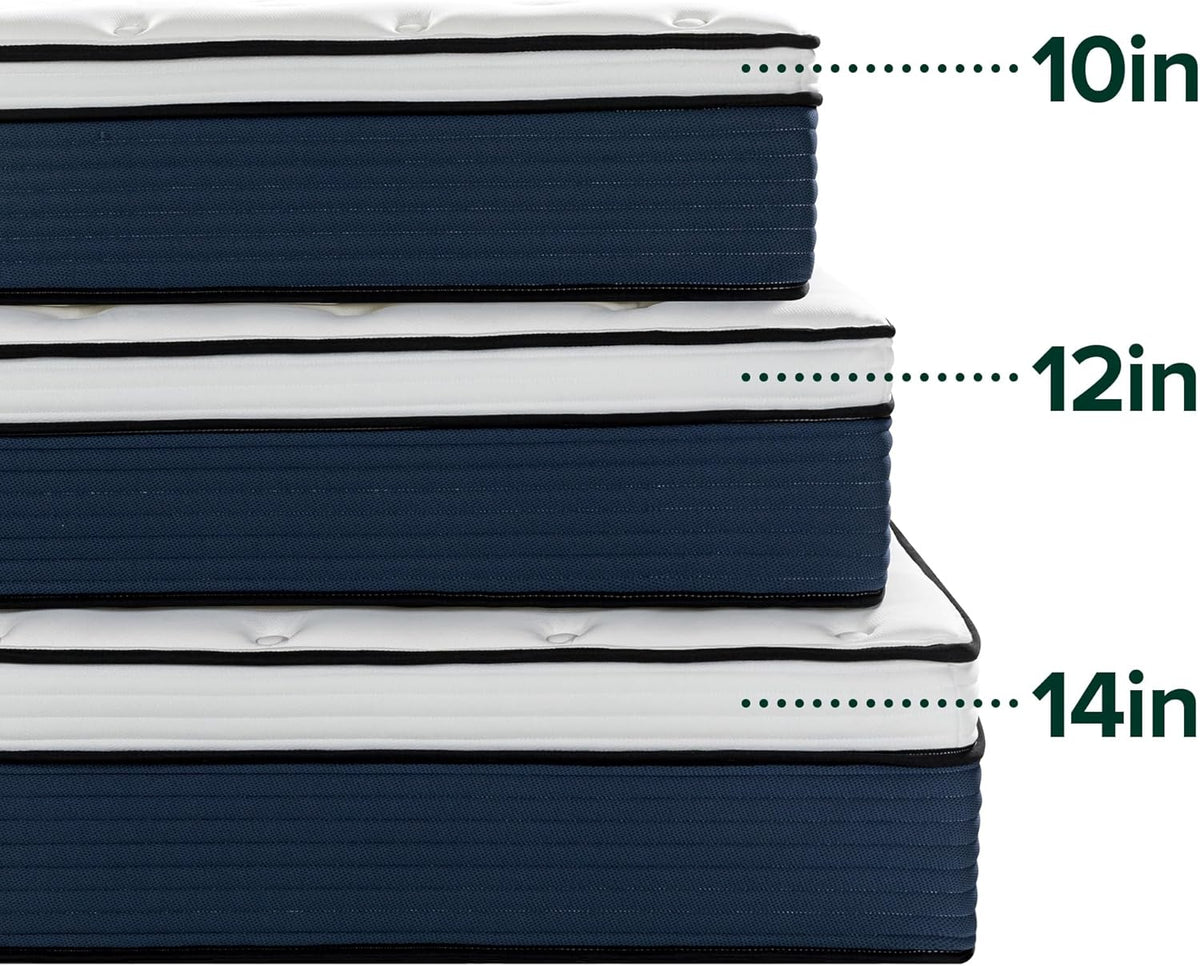 Zinus 12 Inch Comfort Support Hybrid Mattress New Version, Queen, Fiberglass Free, Medium Plush, Motion Isolation, Certified Safe Foams & Fabric, Mattress in A Box