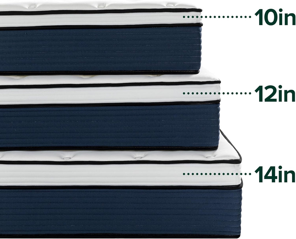 Zinus 14 Inch Cooling Comfort Support Hybrid Mattress New Version, Queen, Fiberglass Free, Medium Plush, Cooling Motion Isolation, Certified Safe Foams & Fabric, Mattress in A Box