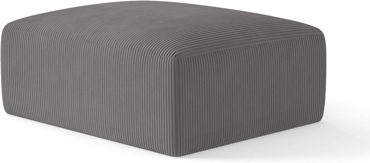 40" Oversized Square Corduroy Ottoman Pouf - Poofy Soft Foot Rest with Foam Chunk Filling, Movable Large Ottoman Pouf Footstool for Living Room Sofa Couch Bedroom, Grey(1 Piece)