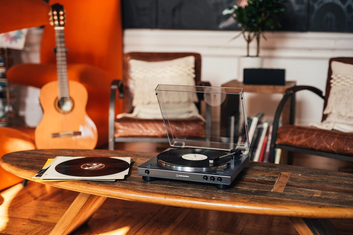 Audio-Technica at-LPGO-BT Fully Automatic Wireless Belt-Drive Turntable (Gun-Metal/Black)