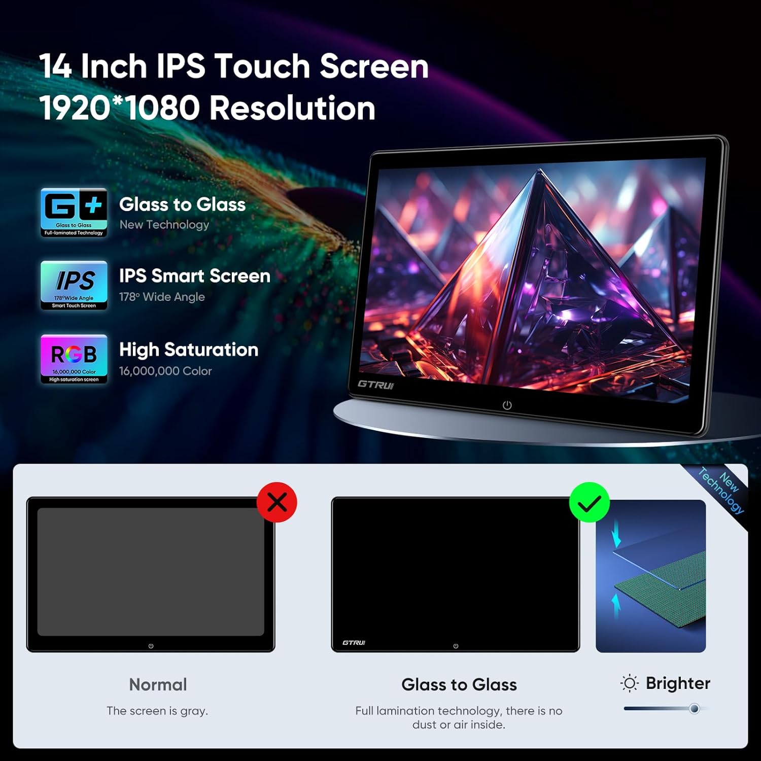 14-Inch 4K Video Android Car TV Headrest Monitor Tablet for Back Seat with WiFi Bluetooth, Glass to Glass IPS Touch Screens Portable Medias Player, Support Phone Control & Mirror Link
