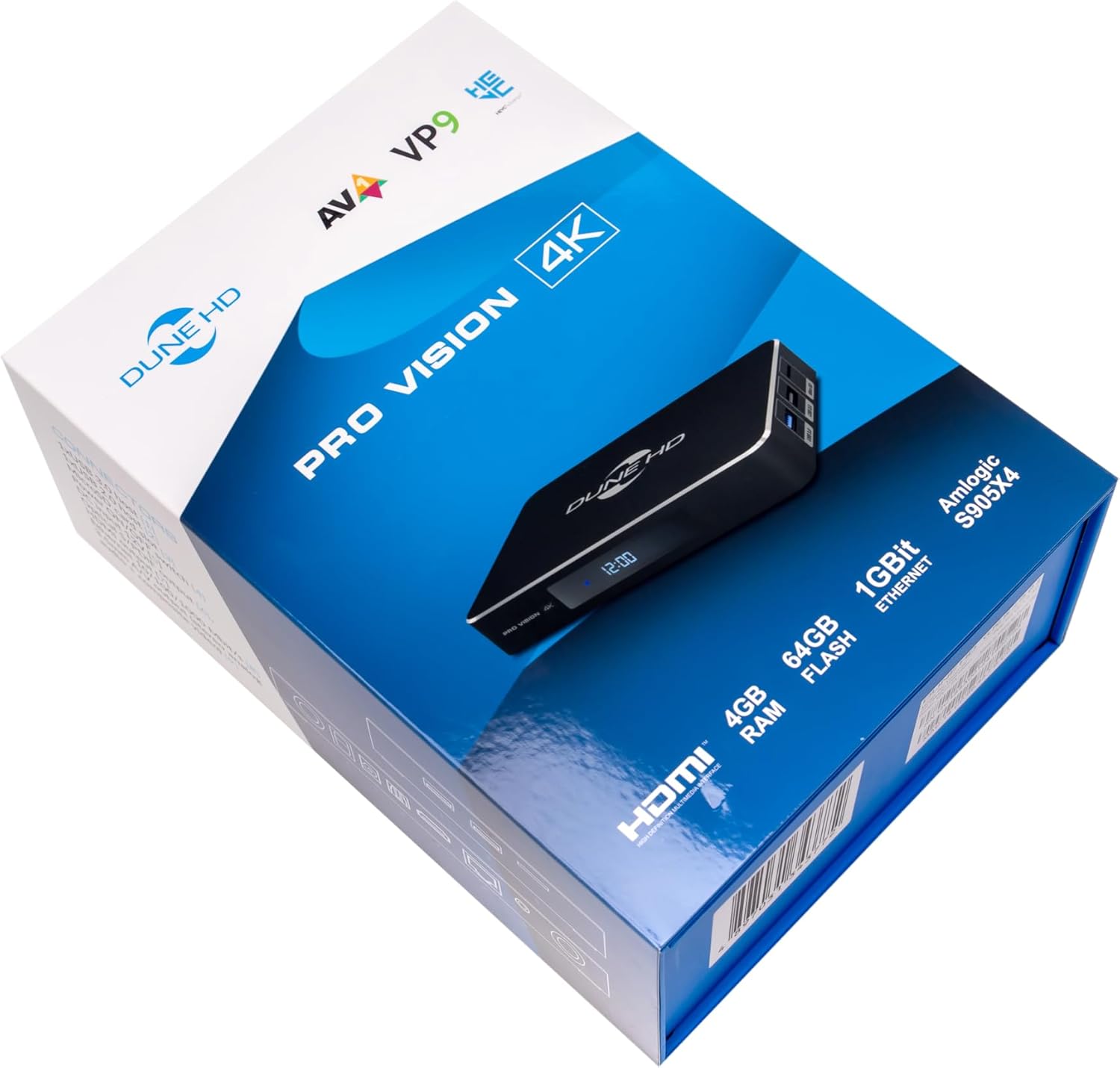 Dune HD Pro Vision 4K, Media Player, Android Box, S905X4-J, HD-Audio, HDMI, 2.1, BT 5, WiFi, 1Gbit, USB 3.0, 4GB / 64GB, Optical S/PDIF, 4Kp60, 1080p, AVone