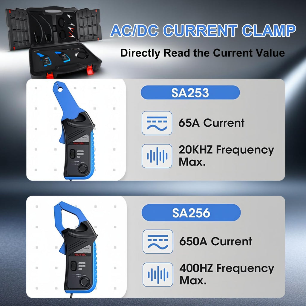 Autel MaxiSys MSOAK Oscilloscope Accessory Kit, Compatible with Autel Scanner Ultra S2/ Ultra/ MS919/ MP408, Includes 65/650A Current Clamps, Coil On Plug Probe, HT Extension Lead and Battery Clip