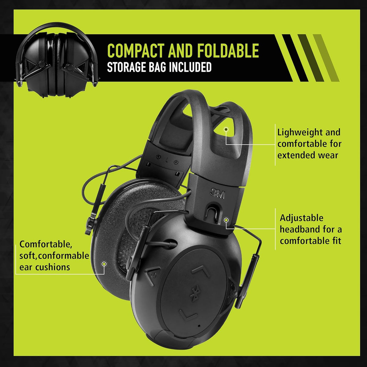 Peltor Sport Tactical 500 Bluetooth Hearing Protection Ear Muffs, 25 dB Noise Reduction Rating, Electronic Hearing Protection Headphones for Shooting, Hunting, Mowing, Construction, Concerts, & More