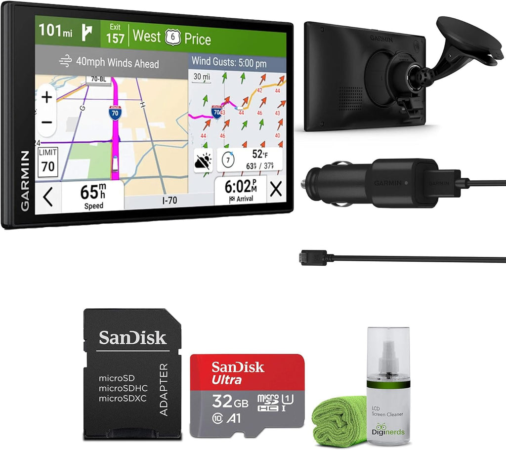 Garmin Dezl OTR620 GPS Truck Navigator 6" Display Touchscreen, Commercial GPS Navigation for Semi Trucker Driver Bundle with 32GB SD Memory Card + LCD Cleaning Kit