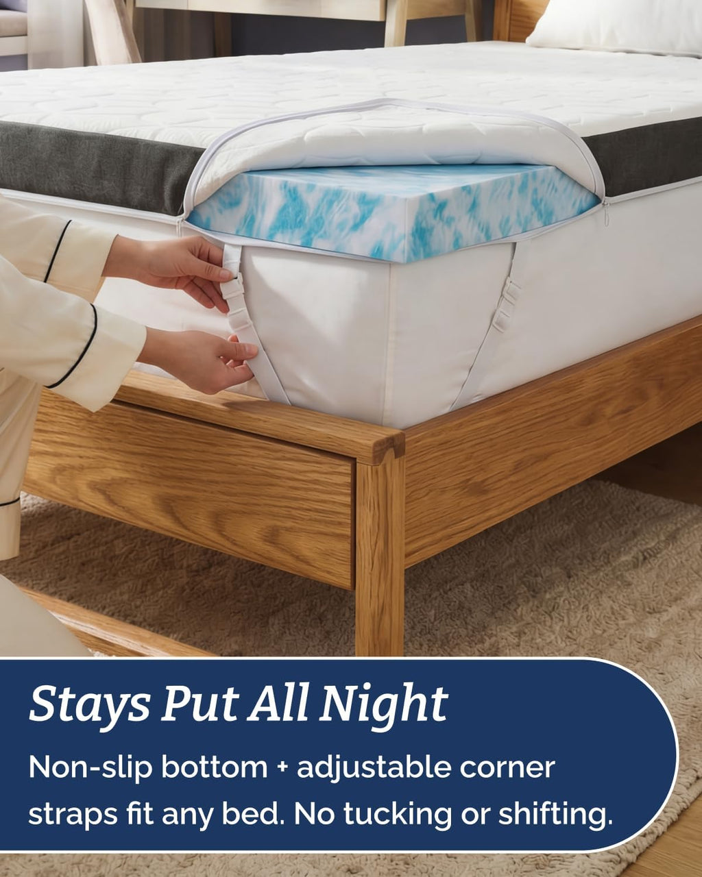 Memory Foam Mattress Topper with Cooling Cover - 3 Inch Cooling Gel Mattress Topper - Extra Plush, Thick & Comfortable - King Size Mattress Pad with Washable Cover - Pressure & Pain Relief Bed Topper