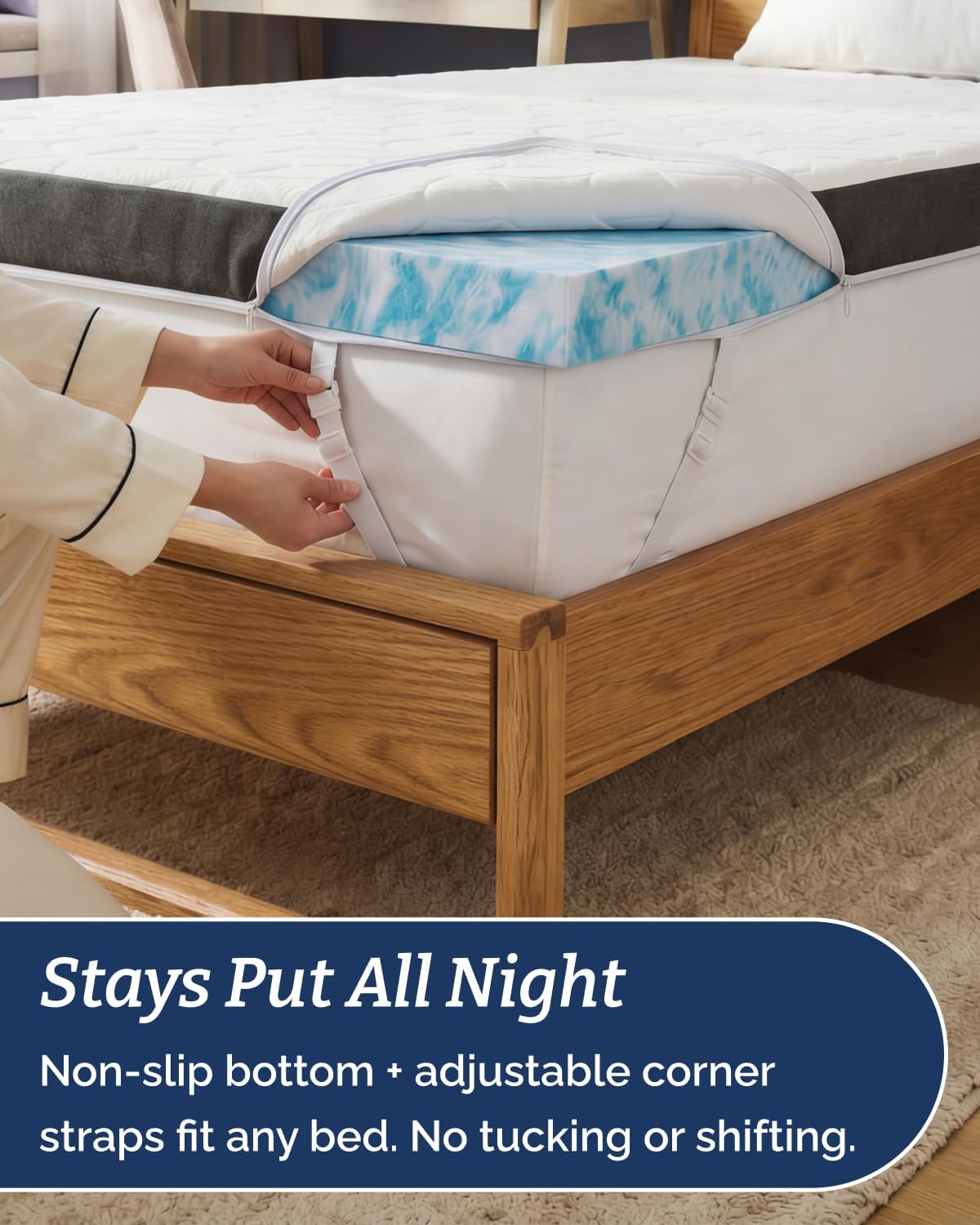 Memory Foam Mattress Topper with Cooling Cover - 3 Inch Cooling Gel Mattress Topper - Extra Plush, Thick & Comfortable - King Size Mattress Pad with Washable Cover - Pressure & Pain Relief Bed Topper