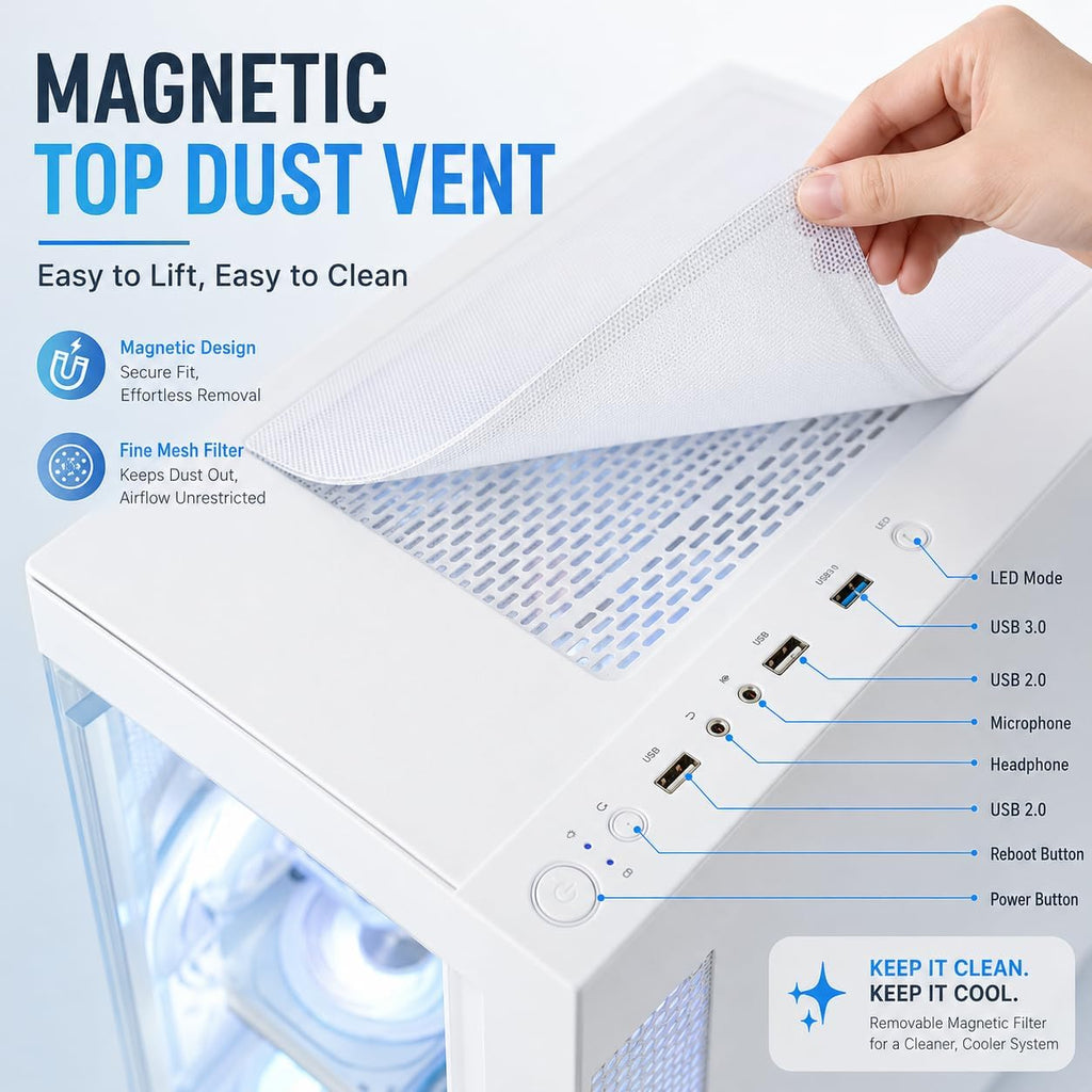 Gaming Desktop PC Computer Liquid Cooled – i7 Xeon 12-Core,GeForce RTX 4060 GDDR6, 64GB RAM, 512GB SSD + 1TB HDD, WiFi 6 & BT 5.4, 7× ARGB Fans, 650W PSU, Windows 11 Pro, RGB Keyboard & Mouse