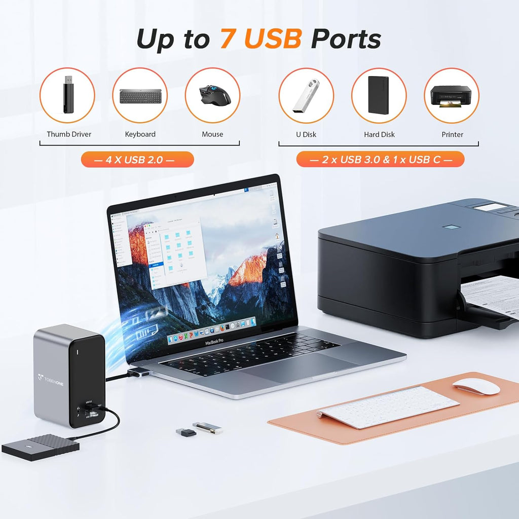 MacBook Pro Docking Station Dual Monitor with 2 4k HDMI Display,15 in 2 USB C Docking Station for MacBook with 2 HDMI, VGA, PD3.0, 7 USB Ports, RJ45 Ethernet & 3.5mm Audio (No Power Adapter)