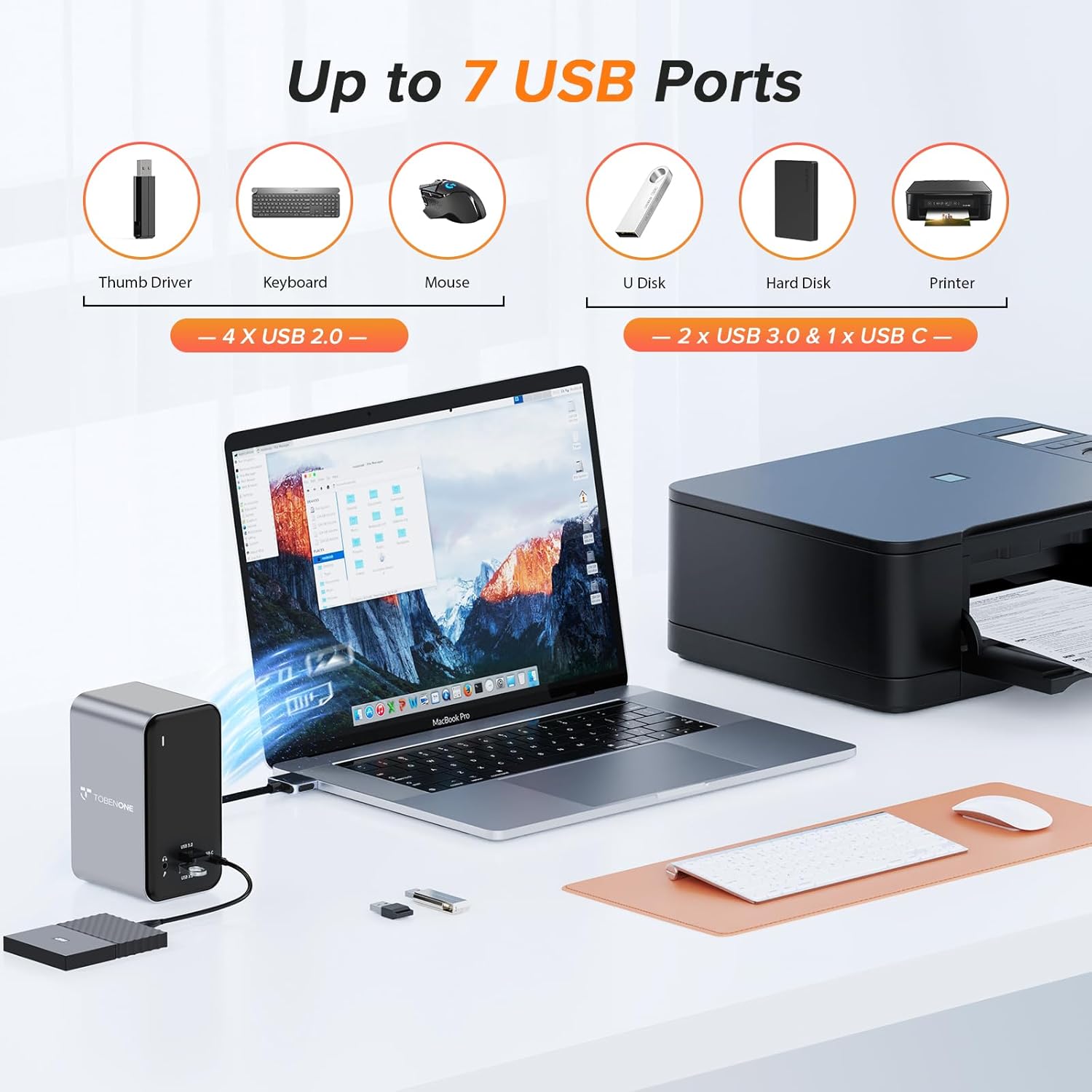 MacBook Pro Docking Station Dual Monitor with 2 4k HDMI Display,15 in 2 USB C Docking Station for MacBook with 2 HDMI, VGA, PD3.0, 7 USB Ports, RJ45 Ethernet & 3.5mm Audio (No Power Adapter)