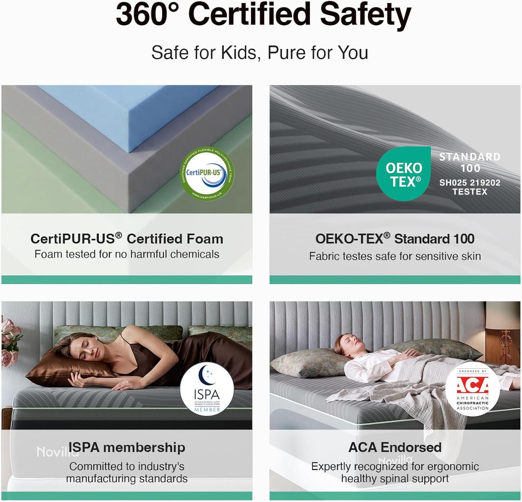 Novilla 14 Inch Queen Mattress, Queen Memory Foam Mattress with AiryFlow Cooling System for Cool Night, Pressure Relief, Ergonomic Support for Spinal Alignment, CertiPUR-US Certified, Medium Firm