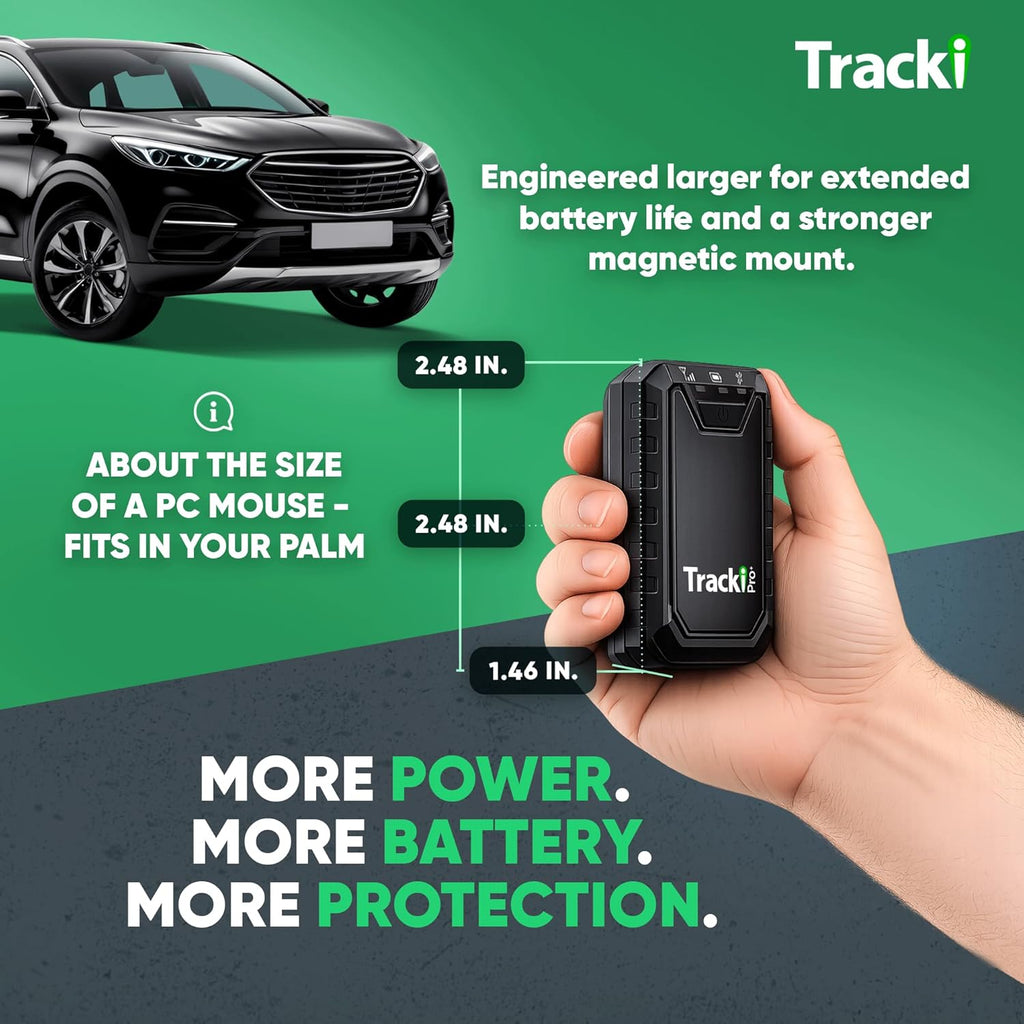 Tracki Pro GPS Tracker for Vehicles – Magnetic Waterproof 4G LTE Car Tracker, Long-Life Battery Up to 7 Months, Unlimited Distance, Hidden Tracking Device (Tracker 6-mo Subscription Incl.)
