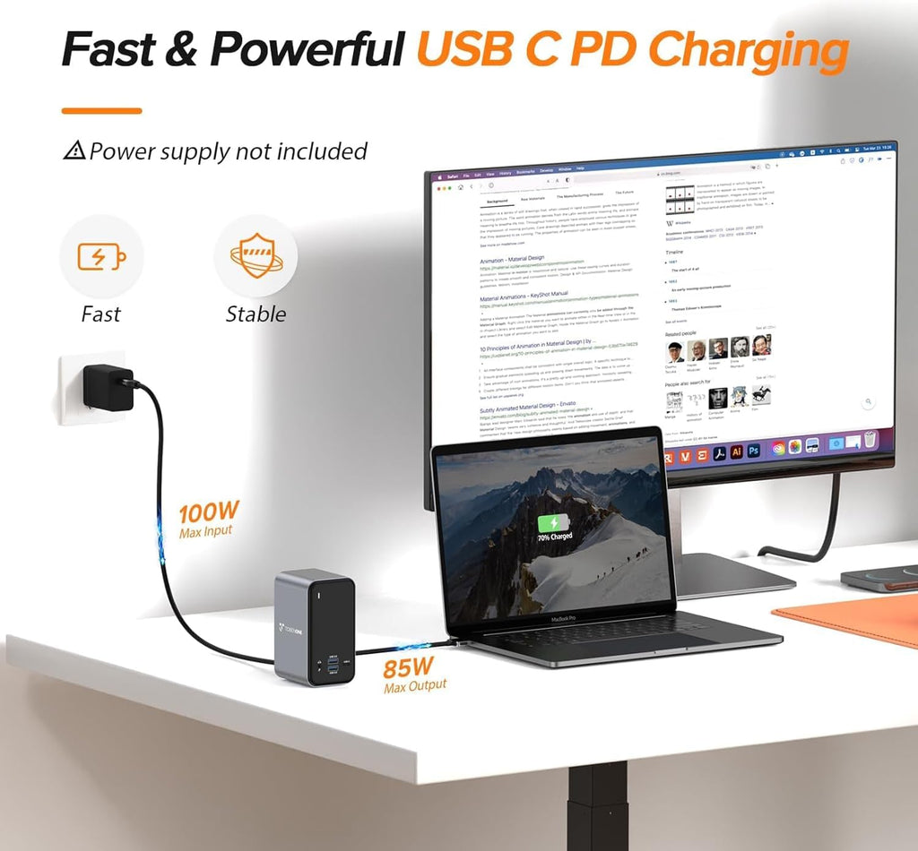 MacBook Pro Docking Station Dual Monitor with 2 4k HDMI Display,15 in 2 USB C Docking Station for MacBook with 2 HDMI, VGA, PD3.0, 7 USB Ports, RJ45 Ethernet & 3.5mm Audio (No Power Adapter)
