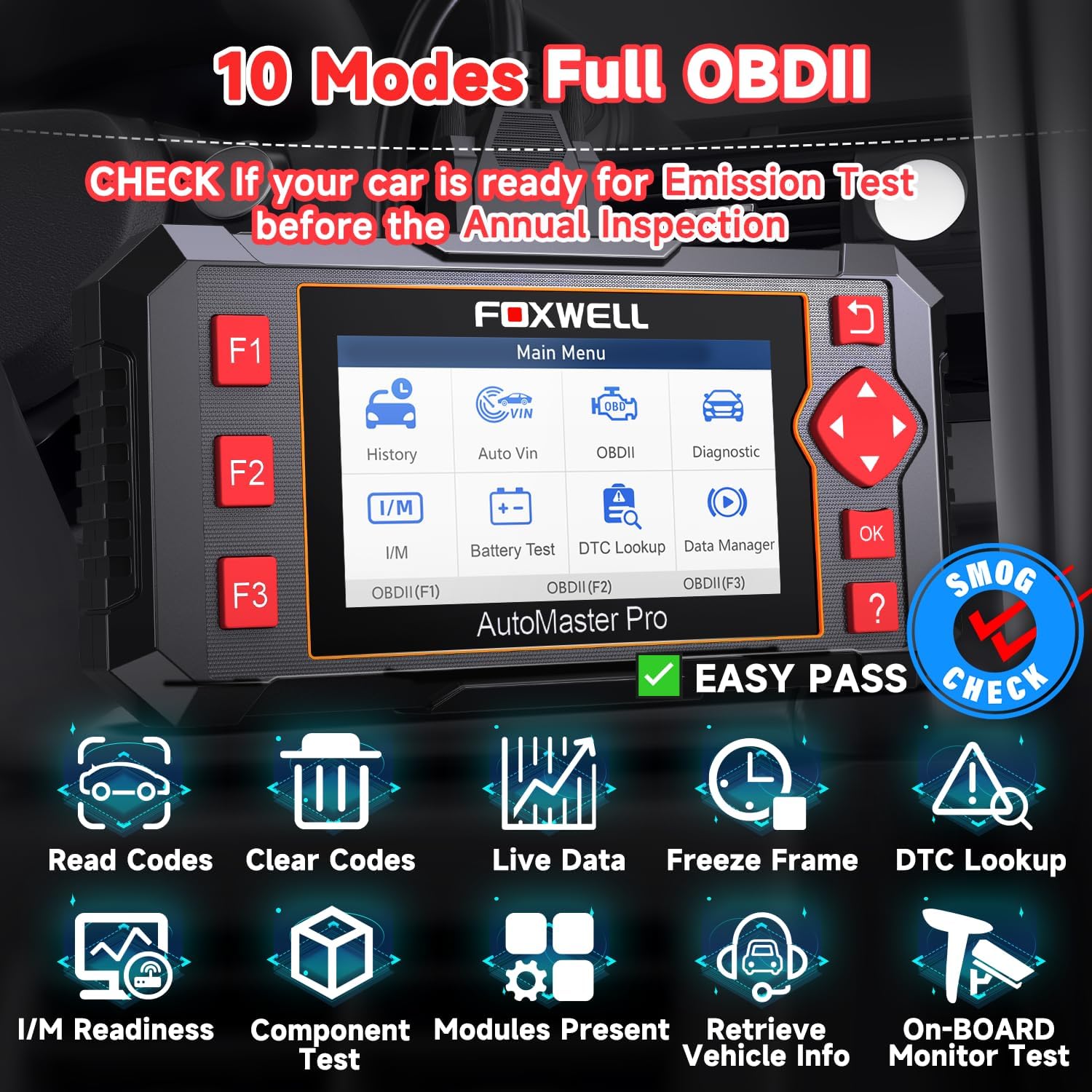 FOXWELL OBD2 Scanner Diagnostic Tool NT604, ABS/SRS/Transmission/Check Engine Code Reader for Cars and Trucks, 2026 diagnostic scanner for all vehicles, EN/ES Ver., Lifetime Update, Live Data, AutoVIN