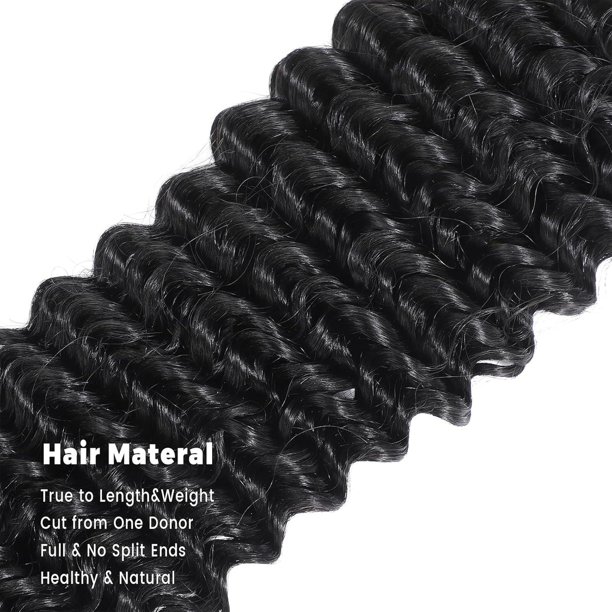 16A Raw Deep Wave Human Hair Bundles, Deep Curly Wet and Wavy Bundles Human Hair, Brazilian Virgin Hair Extensions, Silky Soft After Multiple Washes (4 Bundles-Natrual Black, 18 20 22 24 Inch)