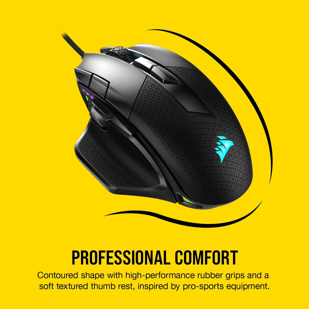 Corsair NIGHTSWORD RGB Gaming Mouse for FPS, MOBA - 18,000 DPI - 10 Programmable Buttons - Weight System - iCUE Compatible - Black