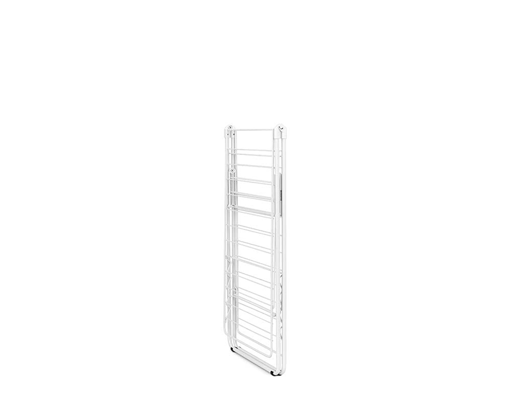 Brabantia HangOn Clothes Drying Rack | 82ft (25m) | White | Large Indoor Clothes Airer Laundry Stand with 2 Fold-Out Wings & Hanger Hooks, Folds Flat | Fits 2 Full Loads