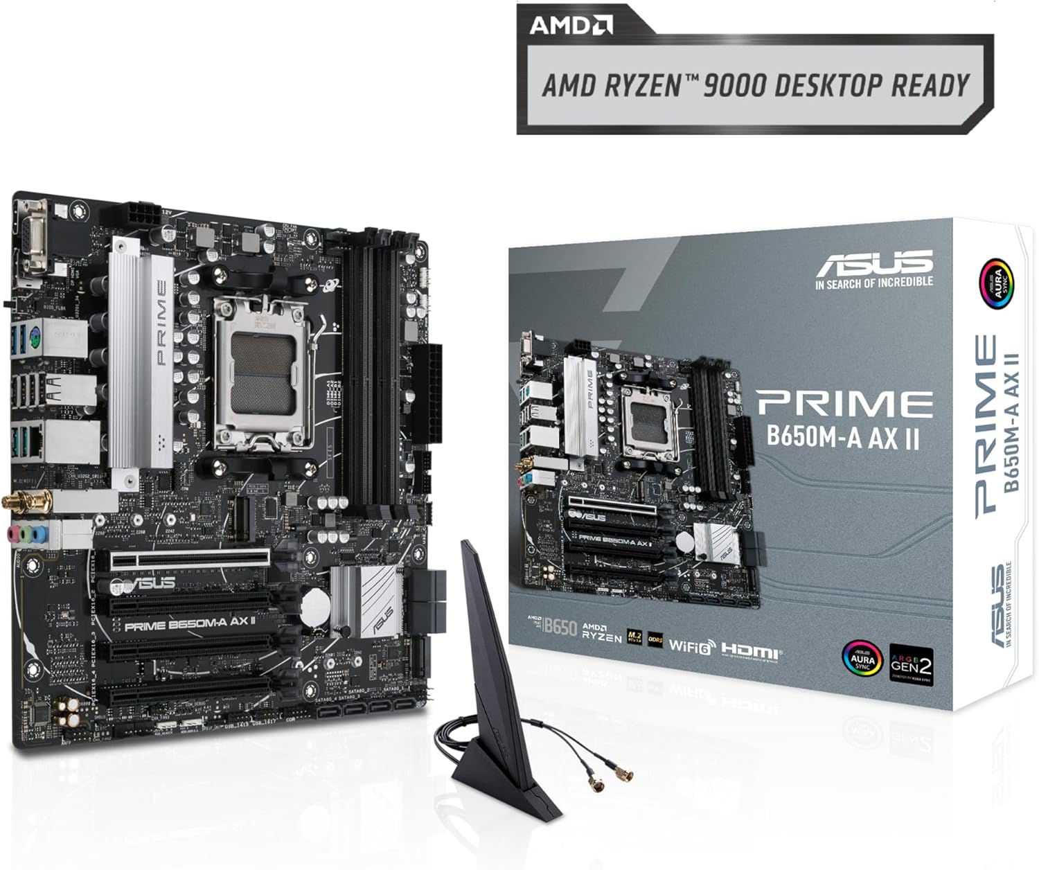 ASUS Prime B650M-A AX II AMD B650 AM5 Ryzen™ Desktop 9000 8000 & 7000 Micro-ATX mATX Motherboard, DDR5, PCIe 5.0 M.2, 2.5Gb LAN, Wi-Fi 6, DisplayPort, HDMI®, BIOS Flashback™ (Renewed)