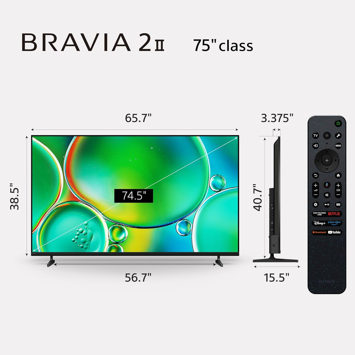 Sony BRAVIA 2 II 75 Inch 4K Ultra HD LED Smart TV with Google TV and Exclusive Features for PlayStation®5 (K-75S20M2)