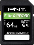 PNY 64GB EliteX-PRO90 UHS-II SDXC Memory Card – R300MB/s W280MB/s, U3, V90, 8K UHD, Full HD, UHS-II for Professional Photographers & Content Creators, DSLR, Mirrorless Cameras, Advanced Video Cameras